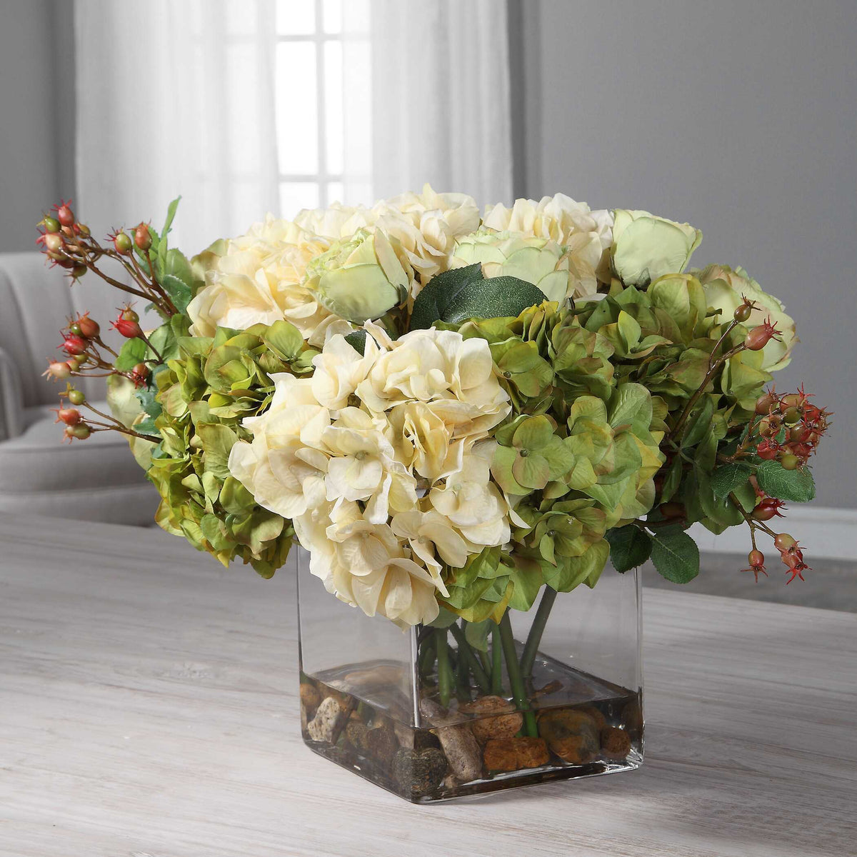 Cecily Hydrangea Bouquet - Green / White by Uttermost - View 5