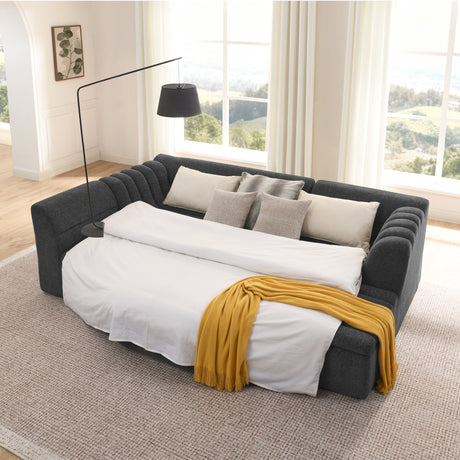 135' U-Shaped Modular Sectional Sofa with Chaise and Movable Ottoman for Living Room, Chenille Upholstered Boneless Couches with Wave-Shaped Armrest, No Pillows Included - sold by Home Elegance USA