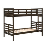 Twin over Twin Bunk Bed 1pc Classic Dark Brown Finish Youth Bedroom Furniture Durable Wood - sold by Home Elegance USA