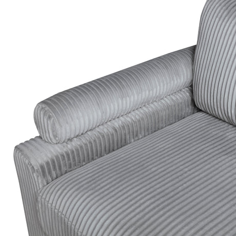 6pc Modular Sectional Set Gray Corduroy Upholstery 2x Armless Chairs 3x Corner Seats 1x Ottoman Pillows Living Room Furniture - sold by Home Elegance USA