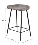 Cordova Carved Wood Counter Stool - Black by Uttermost - View 3