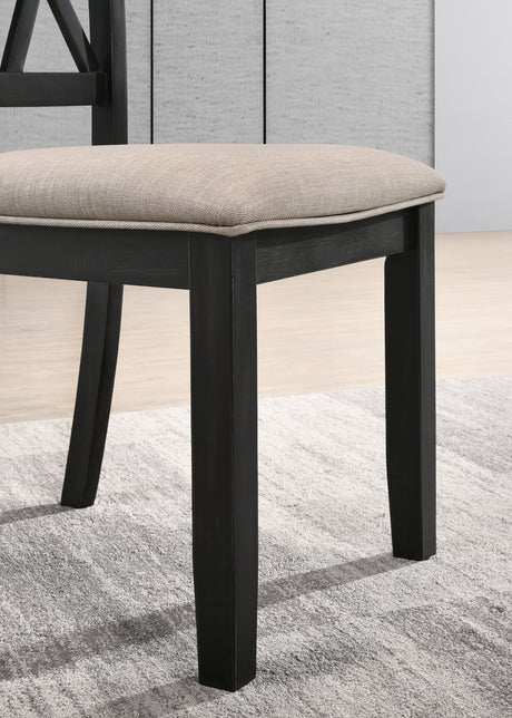 Arroyo 7-Piece Dining Set, Hairpin Dining Table with 6 Cross-back Chairs, Rich Black - sold by Home Elegance USA