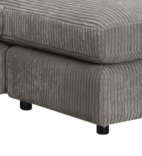 Tavia Gray Corduroy Reversible Sectional Sofa W/6 Pillows - sold by Home Elegance USA