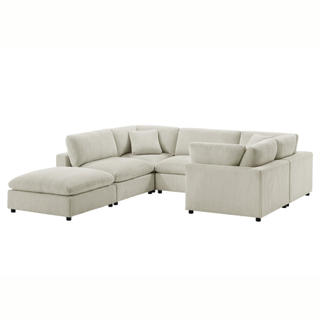 Chelsea Modular 6-Piece Sectional in Beige with Plush Polyester Upholstery - sold by Home Elegance USA