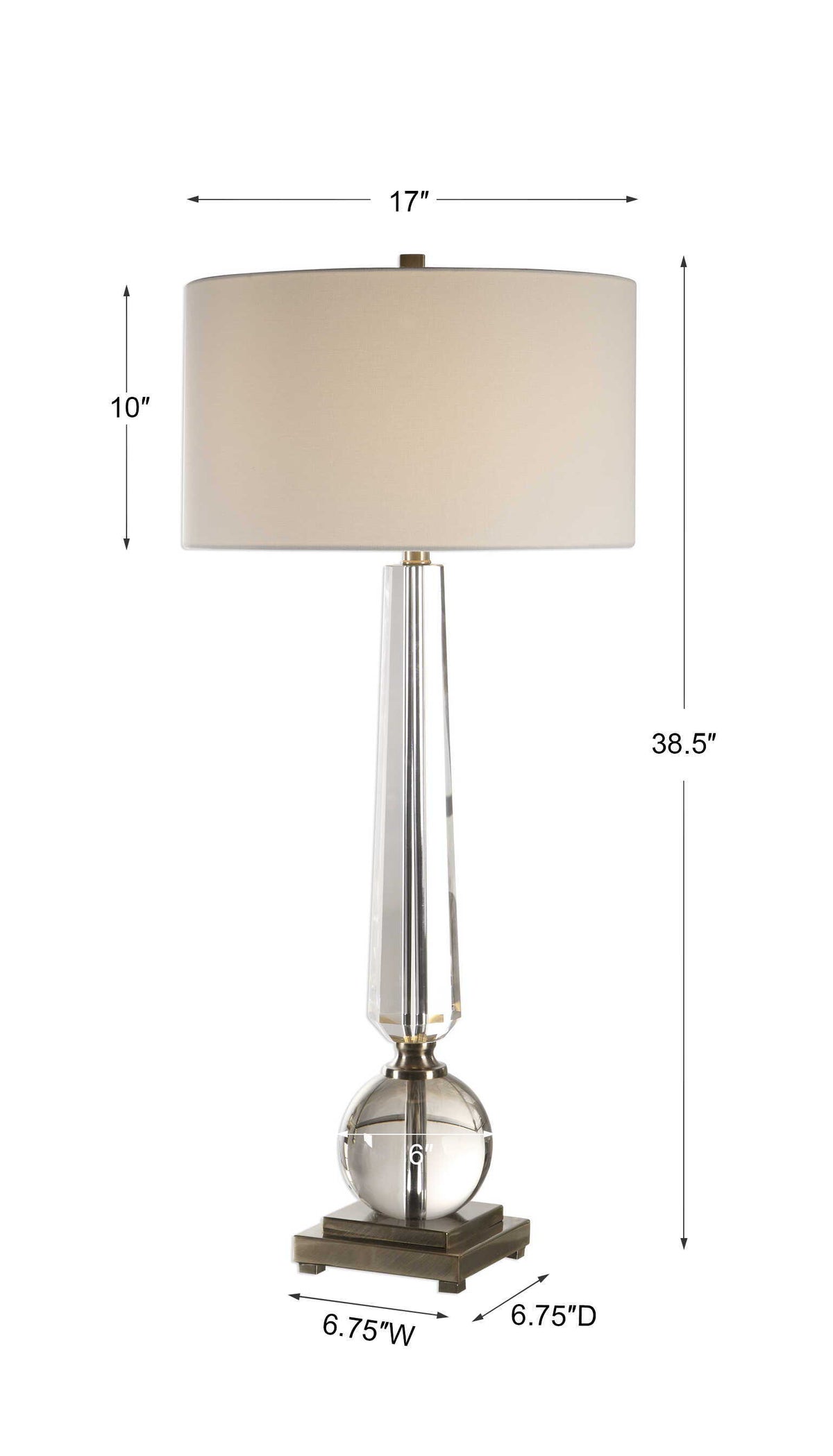 Crista Crystal Lamp - Silver / Beige by Uttermost - View 6