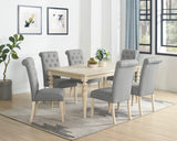Amonia 7-piece Dining Set, Turned-Leg Dining Table with 6 Tufted Chairs