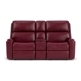 Rio Transitional Leather Reclining Loveseat, Console | Flexsteel