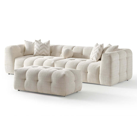 Alana Tufted Ivory Chenille Modular Sectional Sofa with Reconfigurable Layouts and Soft Upholstery - sold by Home Elegance USA