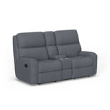 Rio Transitional Fabric Reclining Loveseat With Console | Flexsteel