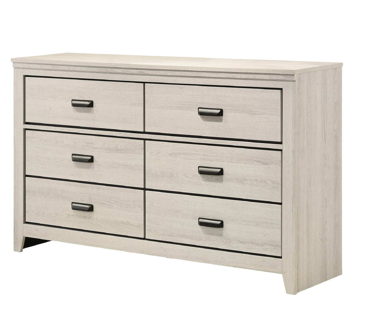 1pc Rustic Contemporary Dresser Beige White Finish Six Storage Drawers Wooden Bedroom Furniture