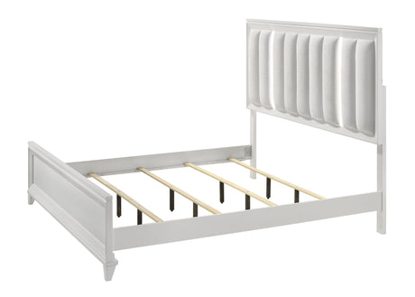 Contemporary King Size Bed 2xNightstand 3pc Set Panel Bed Upholstered Cushion LED Lights Headboard White Finish Wooden Solid Wood Furniture - sold by Home Elegance USA