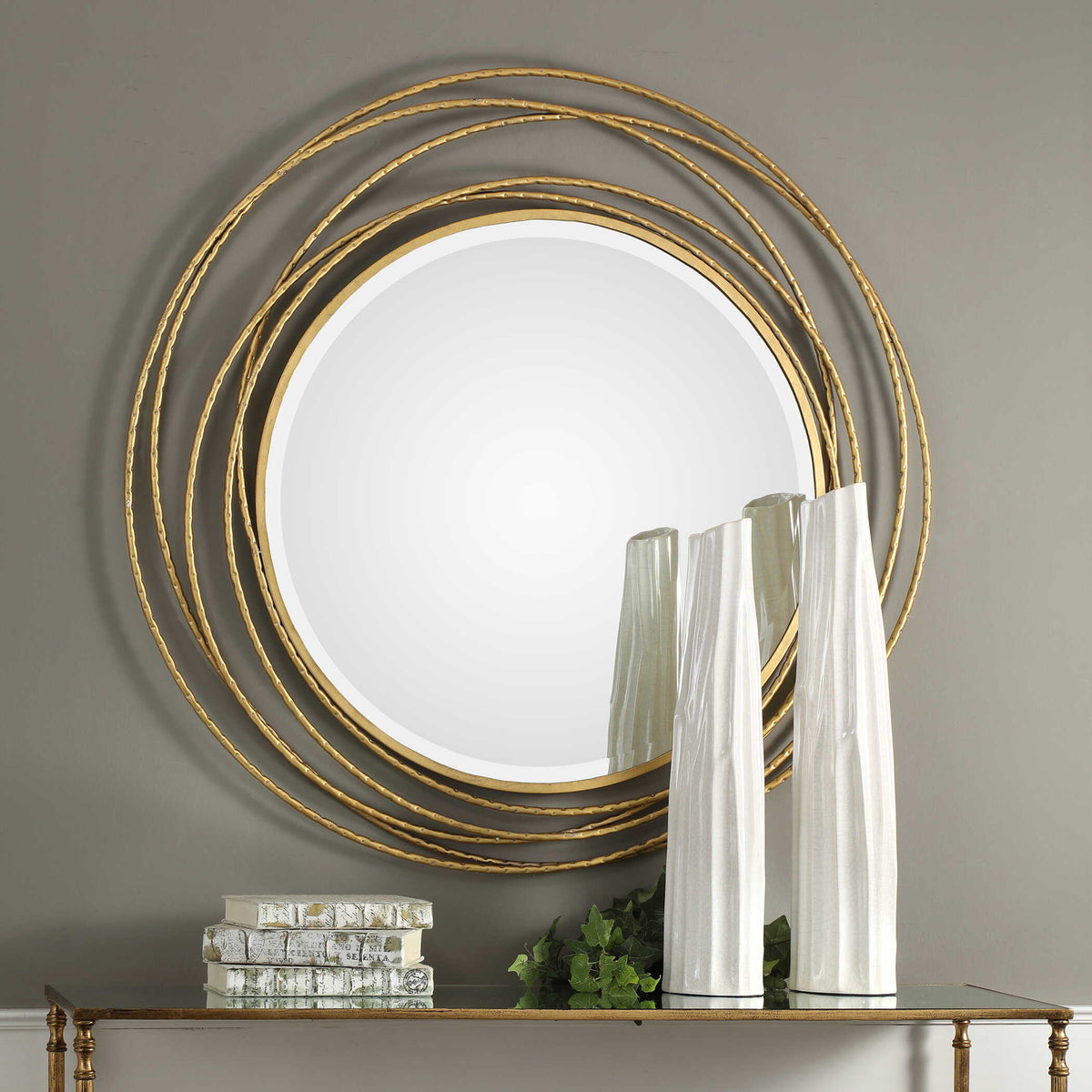 Whirlwind Round Mirror - Gold by Uttermost - View 2