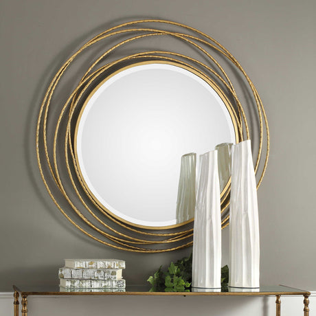 Whirlwind Round Mirror - Gold by Uttermost - View 2