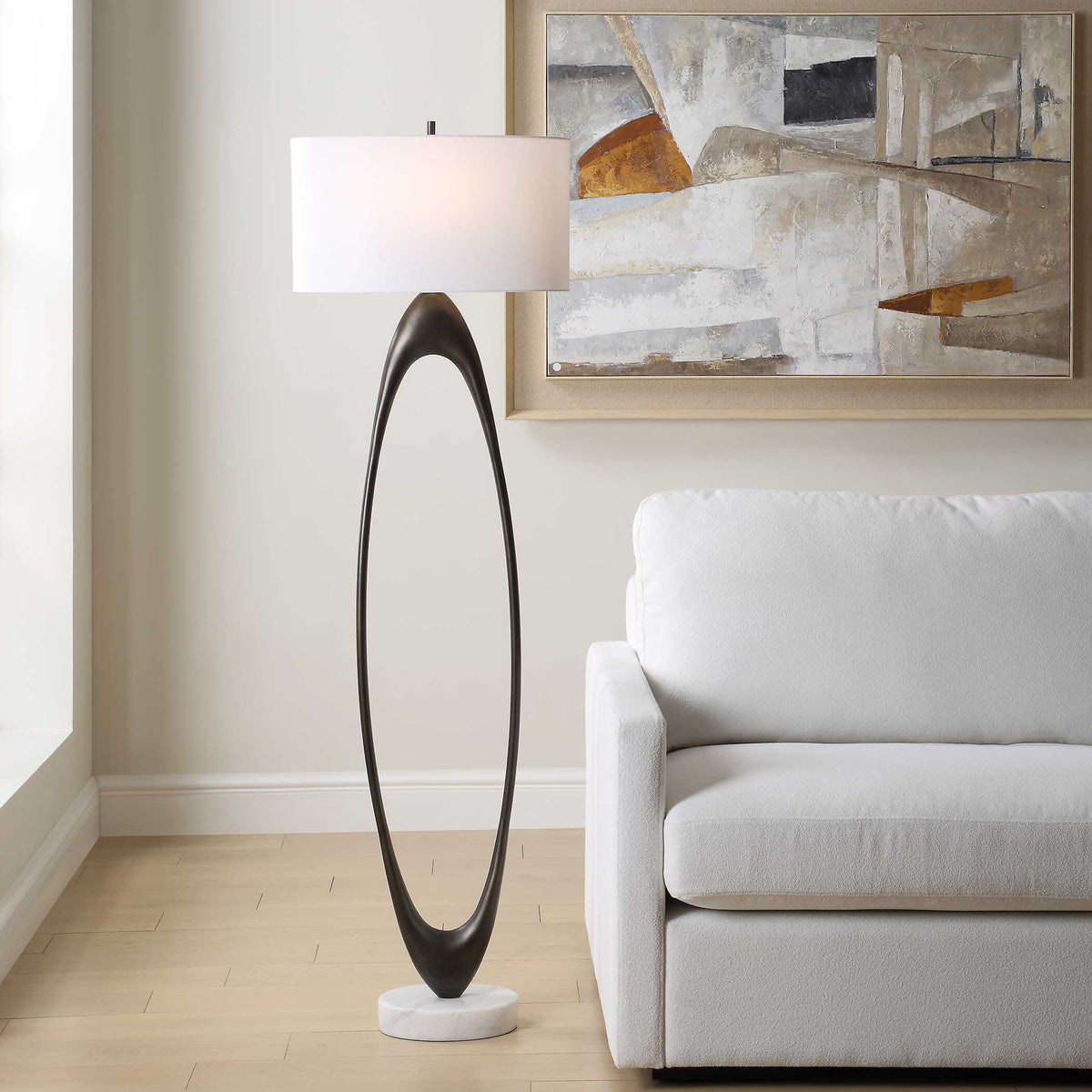 Sonic Open Oval Floor Lamp Bronze - Dark Brown by Uttermost - View 2