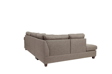 Contemporary 3-pcs Sectional Sofa Mocha Dorris Fabric Cushion Sofa Chaise Ottoman Reversible Couch Pillows - sold by Home Elegance USA