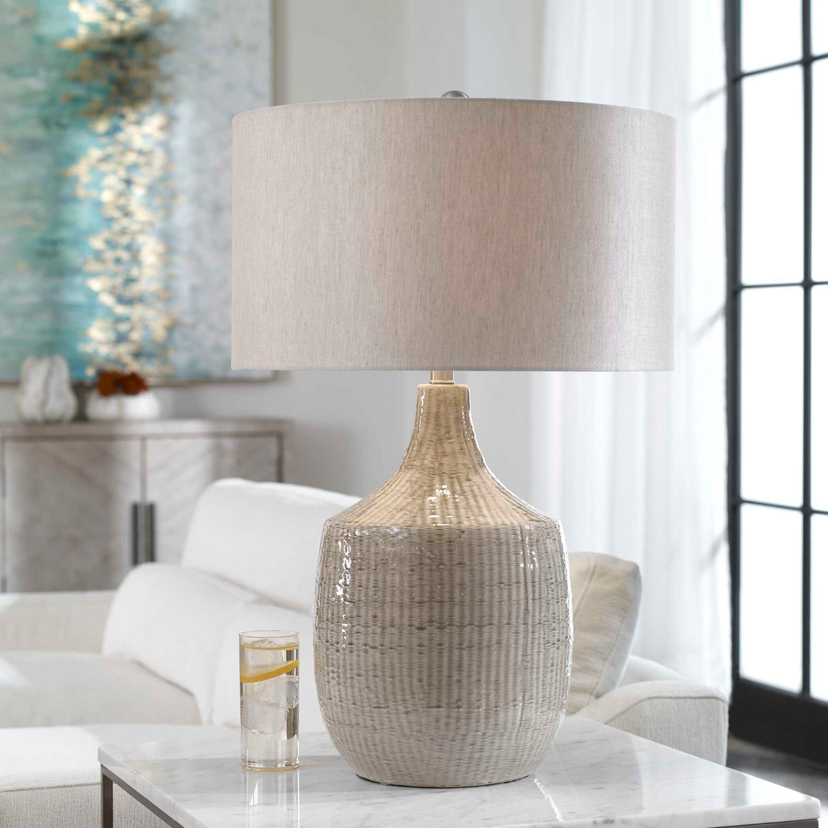 Felipe Table Lamp - Light Gray / White by Uttermost - View 2