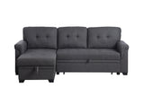 Lucca Dark Gray Linen Reversible Sleeper Sectional Sofa with Storage Chaise - Home Elegance USA