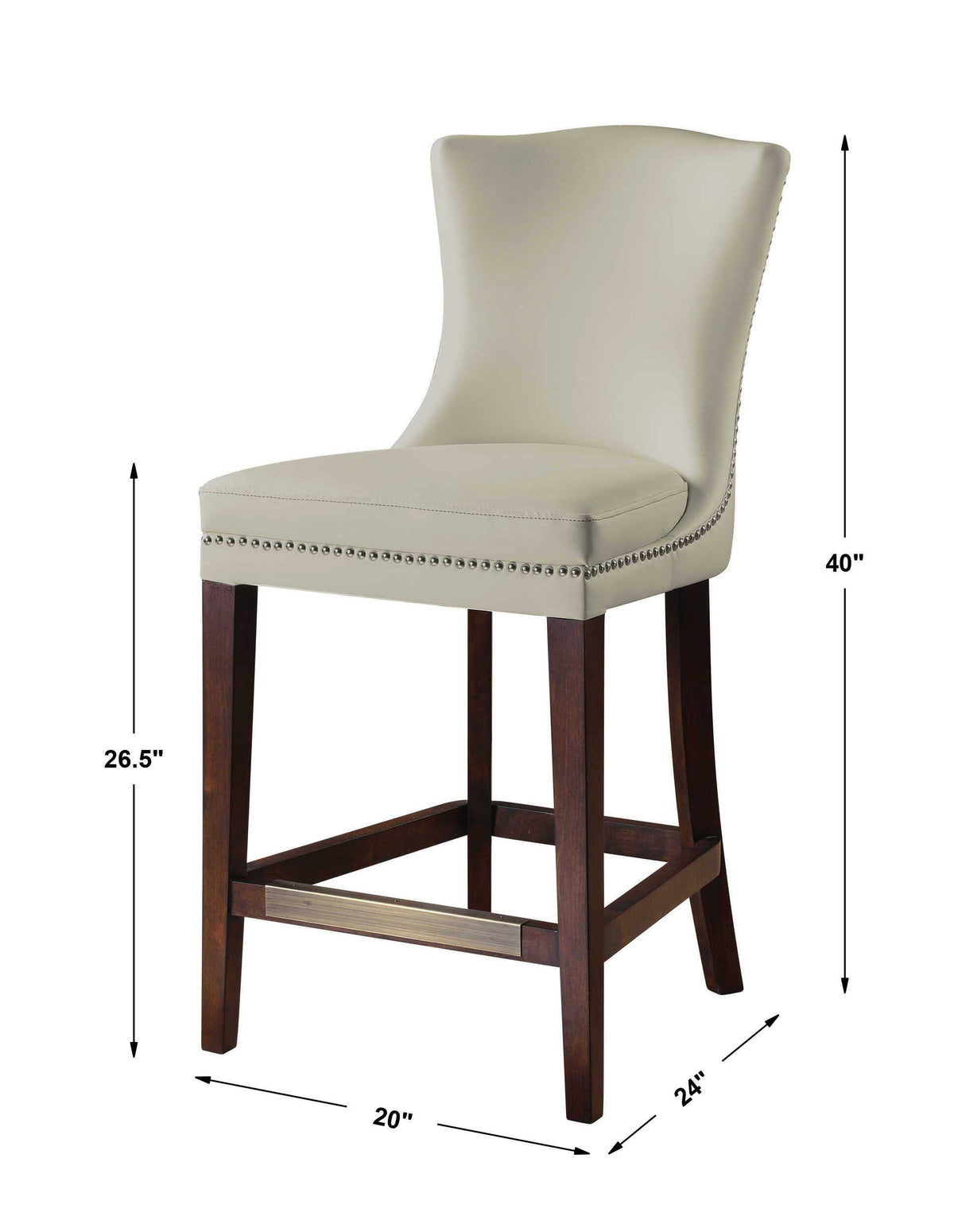 Dariela Counter Stool White - Beige / Dark Brown by Uttermost - View 9