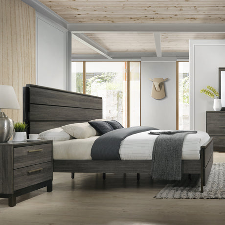 Ioana Antique Grey Wood 6-piece King Size Bedroom Set, Dresser, Mirror, 2 Night Stands , Chest - sold by Home Elegance USA