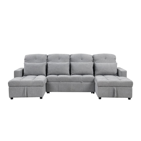 Versatile Oversized U-shaped Sectional Sofa Bed with Storage Chaise Lounges and USB Ports, Gray Chenille, 110.2' - sold by Home Elegance USA