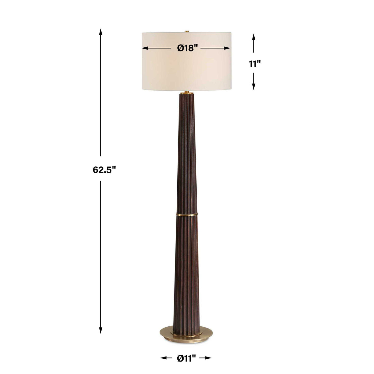 Forage Floor Lamp Dark Oak - Dark Brown / Gold by Uttermost - View 7