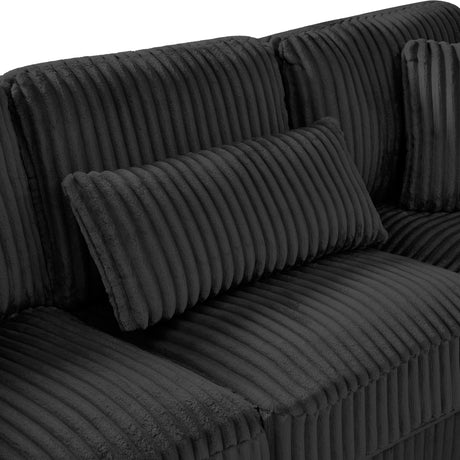 Modern Oversized U-shaped Sectional Sofa with Chaise Lounge Upholstered in Soft Black Corduroy - sold by Home Elegance USA