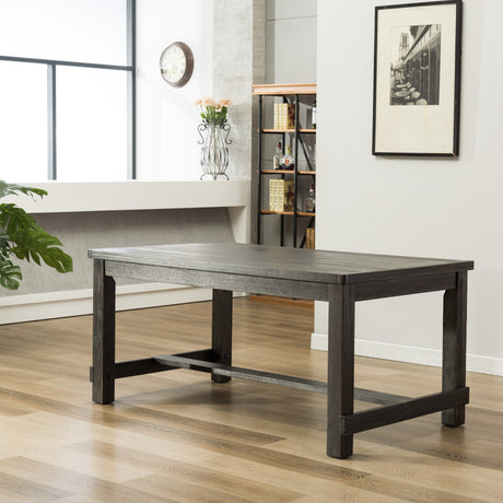 Lotusville 7-Piece Antique Black Finish Wood Dining Table with 6 Gray Faux Leather Chairs Set - sold by Home Elegance USA