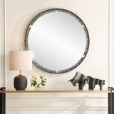 Crystalline Round Mirror - White by Uttermost - View 2