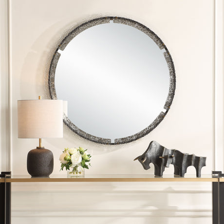 Crystalline Round Mirror - White by Uttermost - View 2
