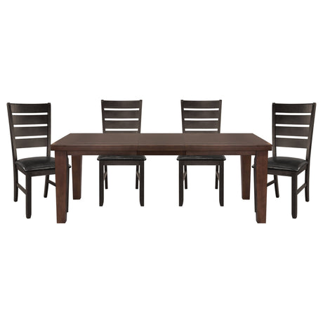 Dark Oak Finish Rectangular 1pc Dining Table with Self - Storing Extension Leaf Wooden Simple Dining Furniture | Home Elegance USA