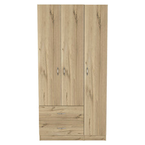 Three Door Armoire Clark, Bedroom, Light Oak / Black - sold by Home Elegance USA