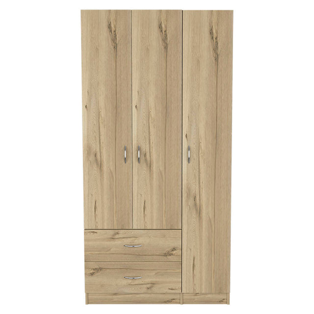 Three Door Armoire Clark, Bedroom, Light Oak / Black - sold by Home Elegance USA