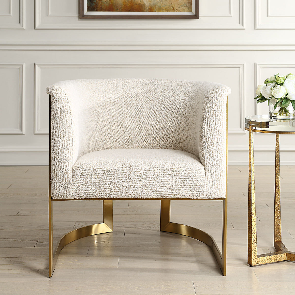 Bellina Plush Barrel Chair - Gold by Uttermost - View 2