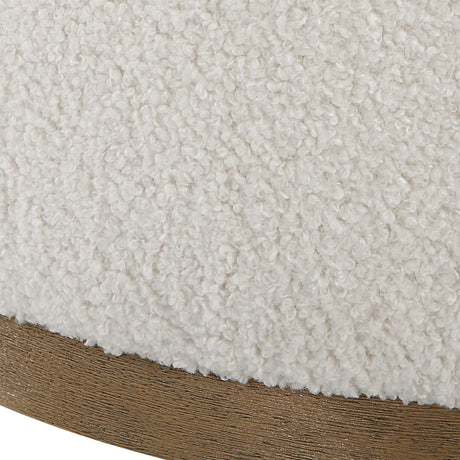Swirl Swivel Sheepskin Ottoman - White by Uttermost - View 9