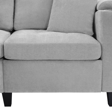 Modern U-shaped Sectional Sofa 115.7' Corner Living Room Couch with Built-in Cup Holders, Storage, USB Ports in Light Grey Chenille Fabric - sold by Home Elegance USA