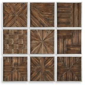 Bryndle Rustic Wooden Squares (Set of 9) - Dark Brown by Uttermost - View 1