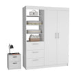 Karval 2 Piece Bedroom Set, Armoire + Nightstand, White - sold by Home Elegance USA