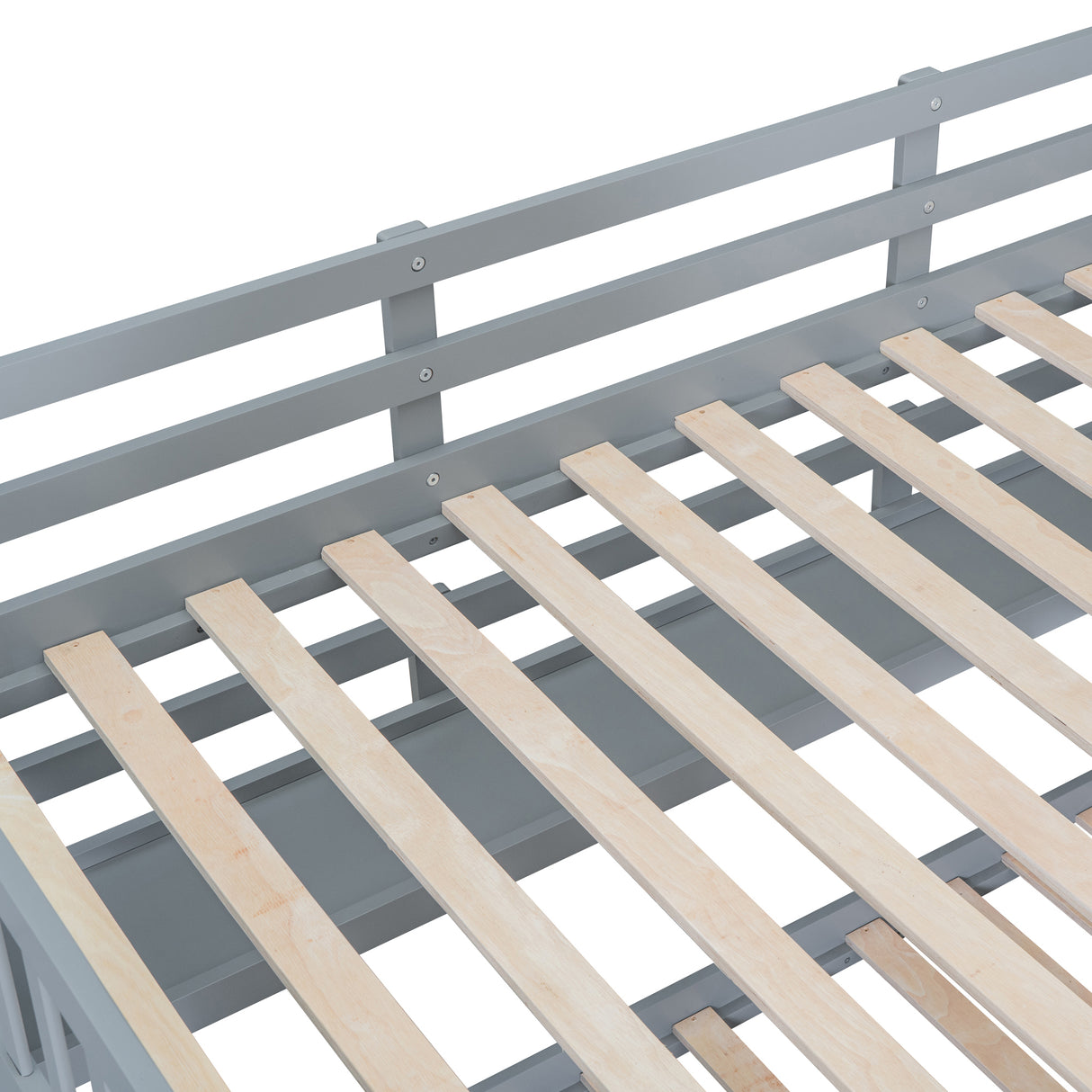 Full-Over-Full Castle Style Bunk Bed with 2 Drawers 3 Shelves and Slide - Gray(OLD SKU:LT000558AAE-2) - sold by Home Elegance USA