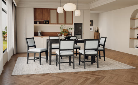 TREXM 7-Piece Retro Dining Table Set for 6, 1 Rectangular Wood Dining Table Set for 6 with Upholstered Chairs for Dining Room and Kitchen (Espresso) - sold by Home Elegance USA