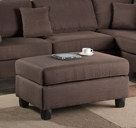 Chocolate Color 3pcs Sectional Living Room Furniture Reversible Chaise Sofa And Ottoman Polyfiber Linen Like Fabric Cushion Couch - sold by Home Elegance USA