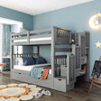 Full Over Full Bunk Bed with Shelves and 6 Storage Drawers, Gray(Old SKU:LT000046AAE) - sold by Home Elegance USA