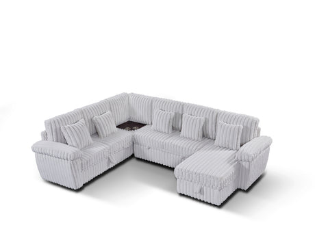110-inch U-shaped corduroy super soft sectional sofa with storage and pull-out bed, corner coffee table with cup holder and USB port; suitable for living room, comfortable corduroy sectional sofa - sold by Home Elegance USA