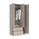 Three Door Armoire Clark, Bedroom, Light Gray - sold by Home Elegance USA