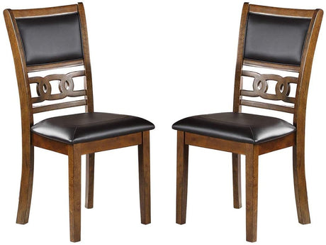 Contemporary Dining 5pc Set Round Table w 4x Side Chairs Walnut Finish Rubberwood Unique Design - sold by Home Elegance USA