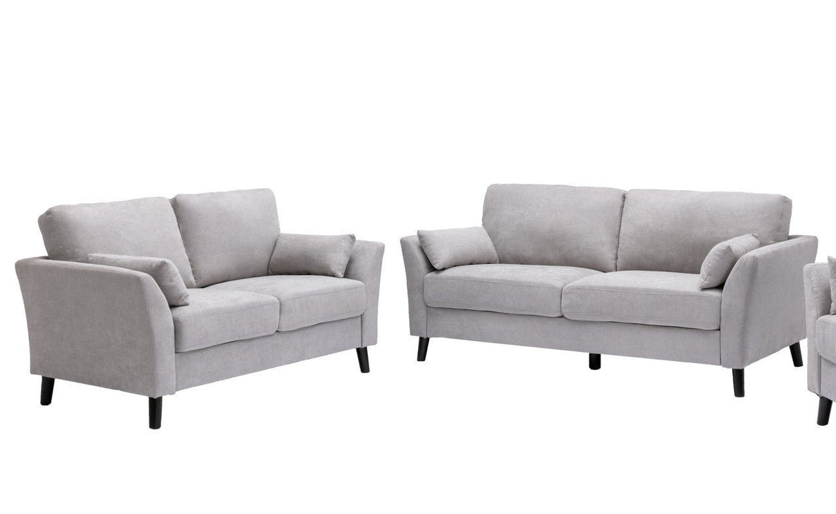 Damian Light Gray Velvet Fabric Sofa Loveseat Living Room Set | Home Elegance USA