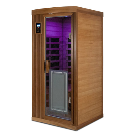 Low EMF One-Person Far Infrared Red Cedar Deluxe Indoor Sauna - sold by Home Elegance USA