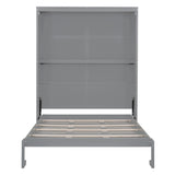 Queen Size Murphy Bed Wall Bed with Shelves,Gray - Home Elegance USA