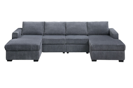 Dark Gray Finish 3pc U-Shaped Sectional Set Cushion Back Armless Chairs Right Arm And Left Arm Chaise Primary Living Room Comfortable For 4 People - sold by Home Elegance USA
