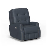 Devon Transitional Leather Power Headrest Power Recliner, Nailhead Trim | Flexsteel