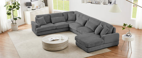 Modern Oversized U-shaped Sectional Sofa with Chaise Lounge in Dark Gray Corduroy, 129' - sold by Home Elegance USA